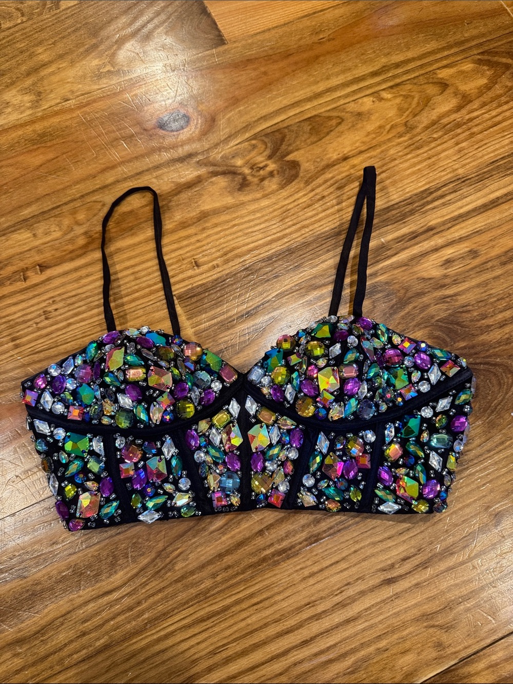 Embellished Multicolor Gem Bustier Top - Women